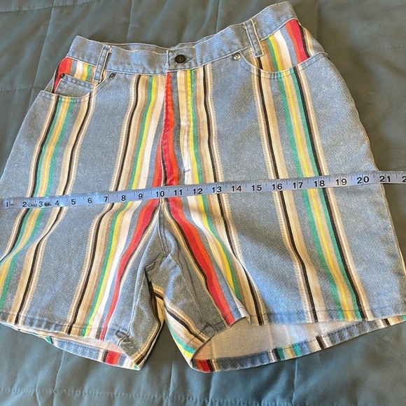 VTG 90s Revival Shorts 10 Bermuda 28” waist ColorBlock Blue Striped Indie 5” - Picture 14 of 15